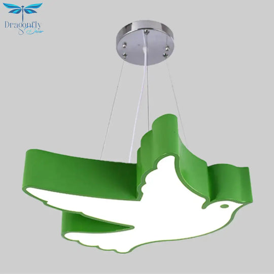 Contemporary Led Pendant Chandelier Blue/Green/Red Flying Bird Suspended Lighting Fixture With