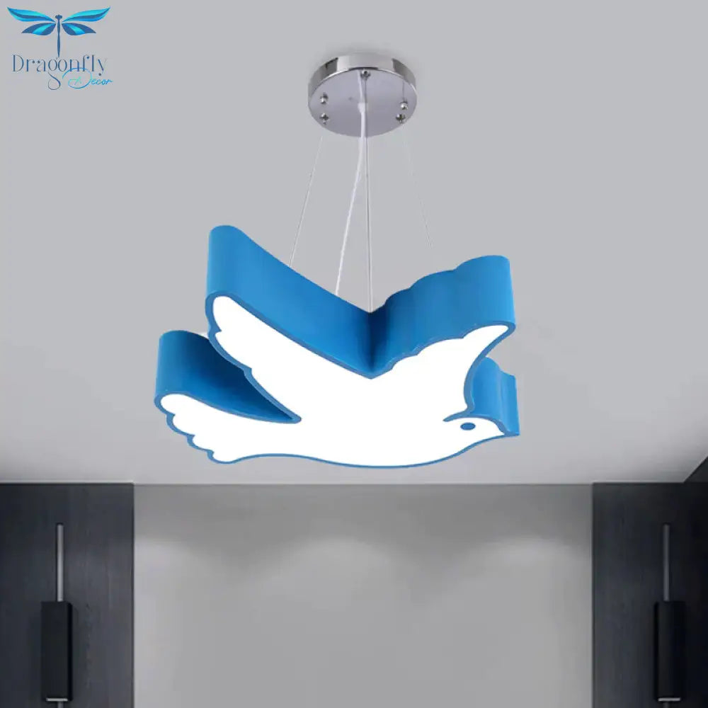 Contemporary Led Pendant Chandelier Blue/Green/Red Flying Bird Suspended Lighting Fixture With