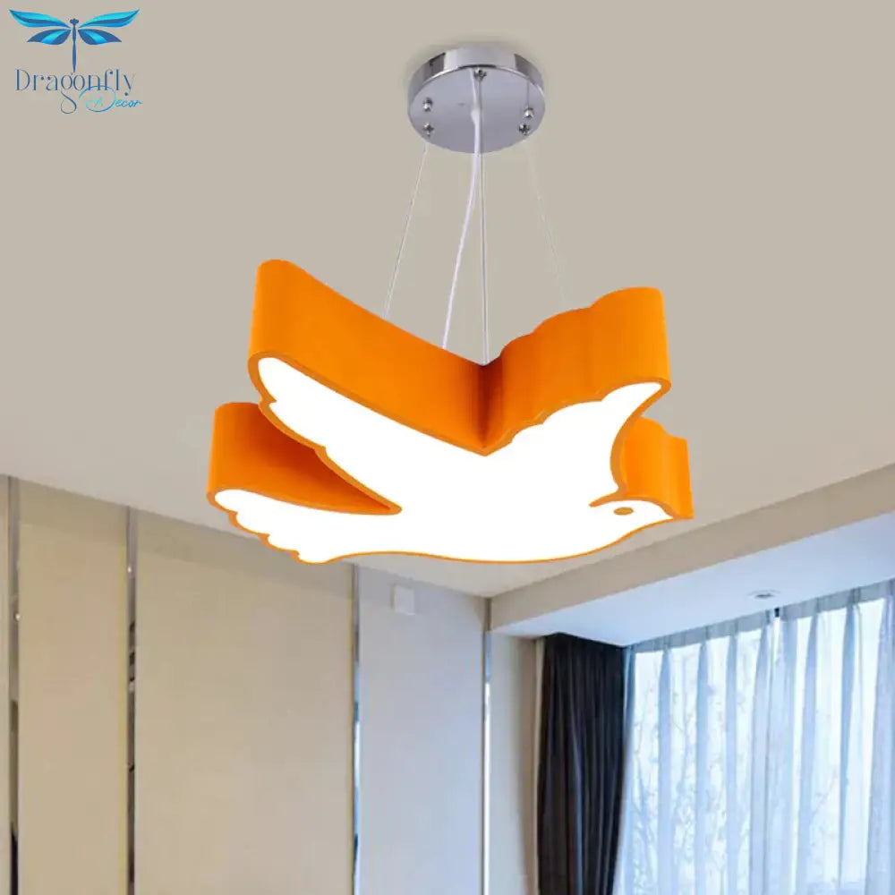 Contemporary Led Pendant Chandelier Blue/Green/Red Flying Bird Suspended Lighting Fixture With