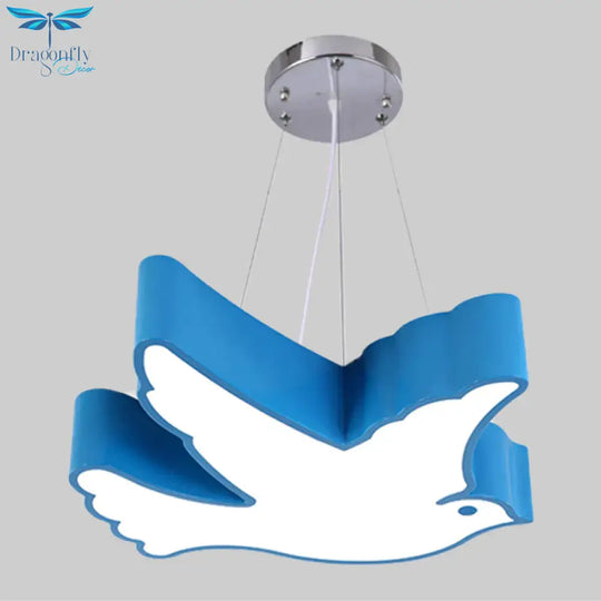 Contemporary Led Pendant Chandelier Blue/Green/Red Flying Bird Suspended Lighting Fixture With