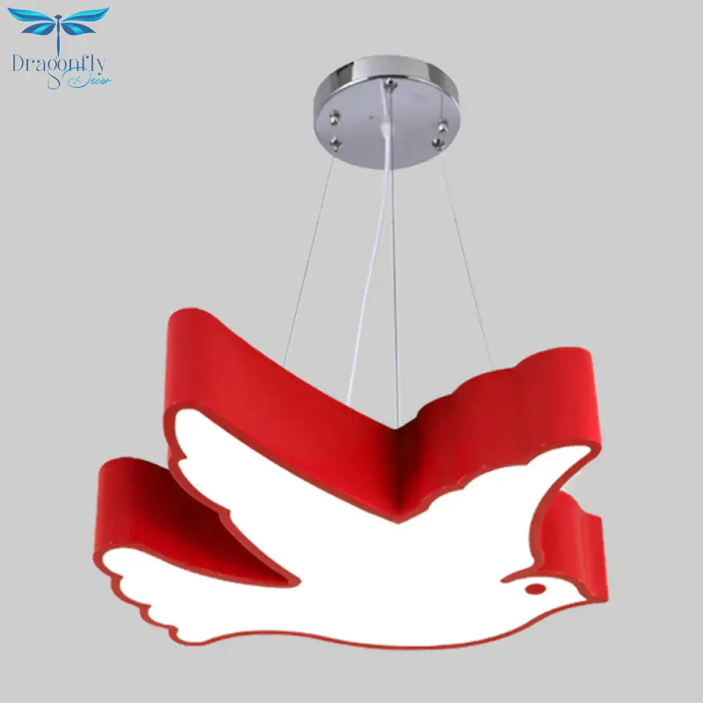 Contemporary Led Pendant Chandelier Blue/Green/Red Flying Bird Suspended Lighting Fixture With