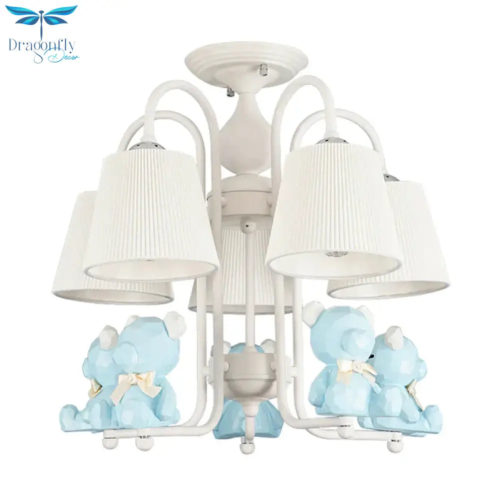 Contemporary Tapered Shade Hanging Lights Fabric Chandelier For Living Room