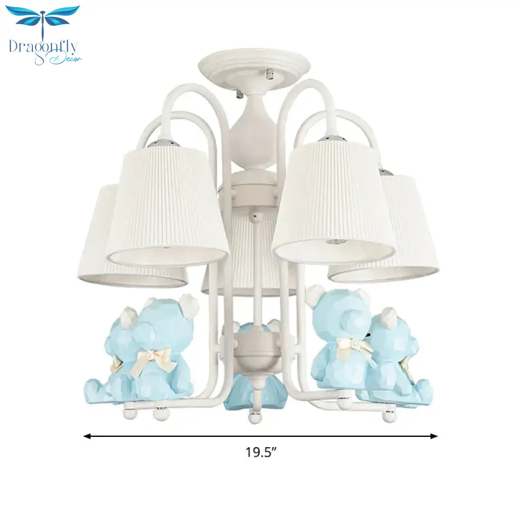 Contemporary Tapered Shade Hanging Lights Fabric Chandelier For Living Room