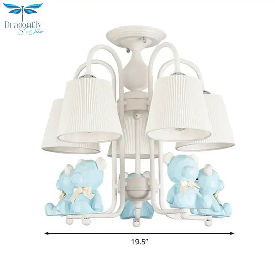 Contemporary Tapered Shade Hanging Lights Fabric Chandelier For Living Room