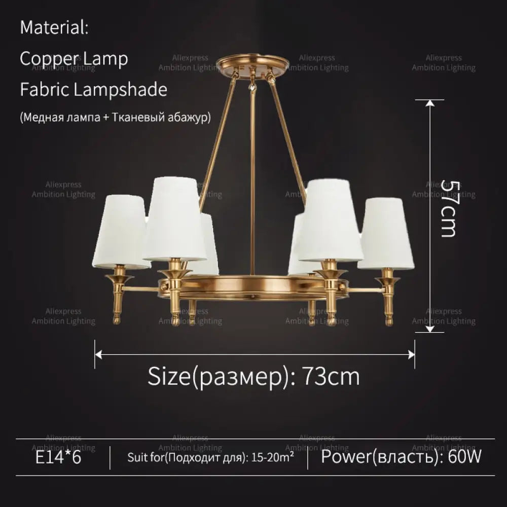 Copper Round 6 - 8 Light Chandelier For Bedroom Kitchen Dining Room Living Lights / Cold White