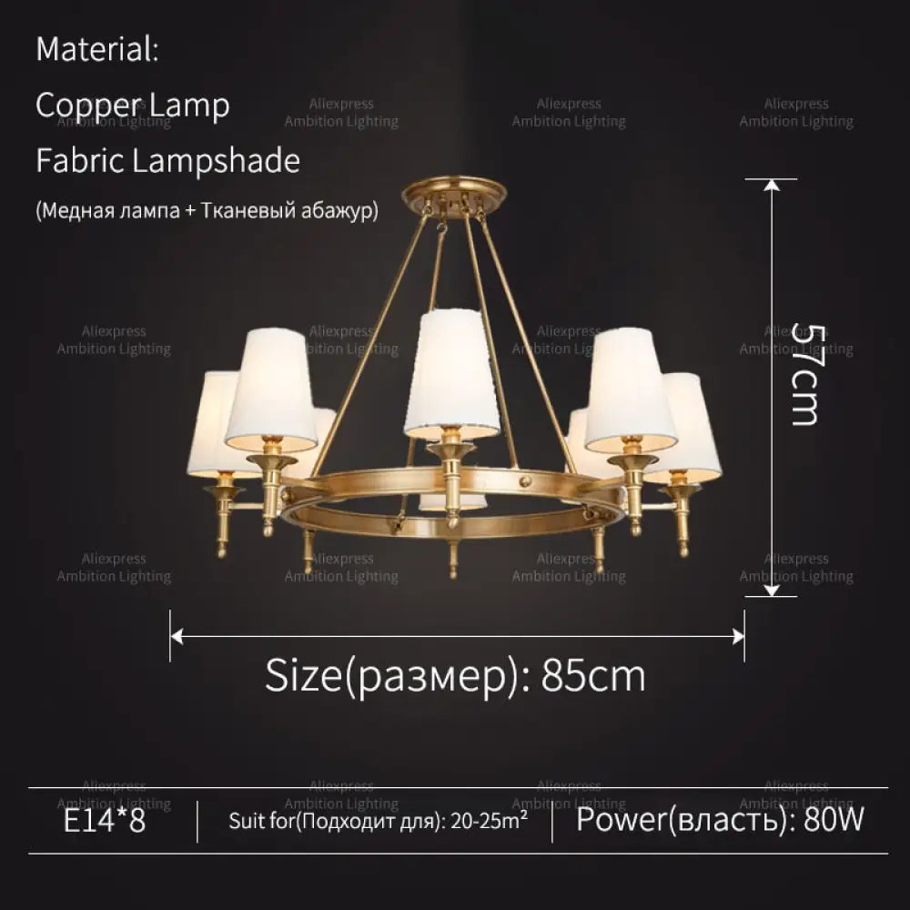 Copper Round 6 - 8 Light Chandelier For Bedroom Kitchen Dining Room Living Lights / Cold White