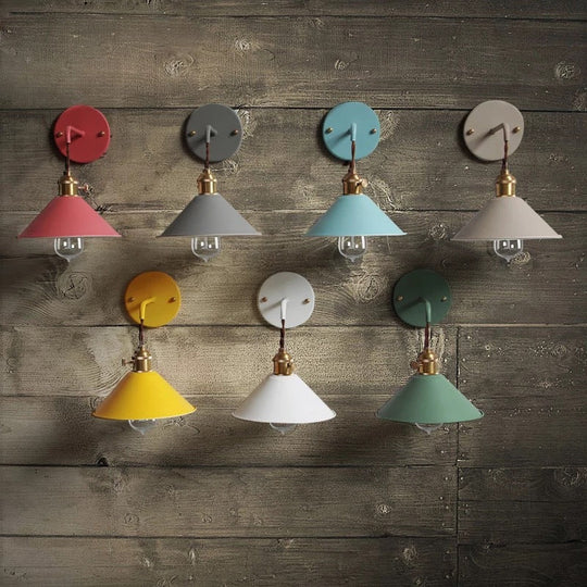Copper Wall Lamp Nordic Macaron Color Children’s Room Bedside Creative Personality Lamps