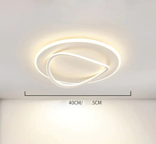 Creative Bedroom Master Lamp Minimalist Round Restaurant Room Ceiling Led Lamps White / Dia40Cm