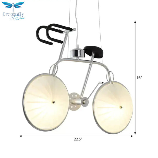 Creative Bicycle Hanging Light Metal Acrylic Chrome Chandelier For Boys Girls Bedroom