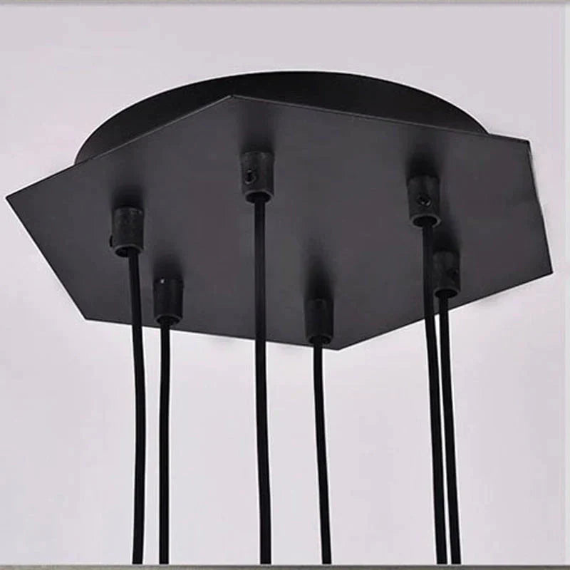 Creative Modern Art Pendant Lamp Light Black Metal Long Wire Simple Shape Kitchen Bar Hanging