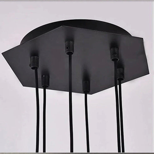Creative Modern Art Pendant Lamp Light Black Metal Long Wire Simple Shape Kitchen Bar Hanging