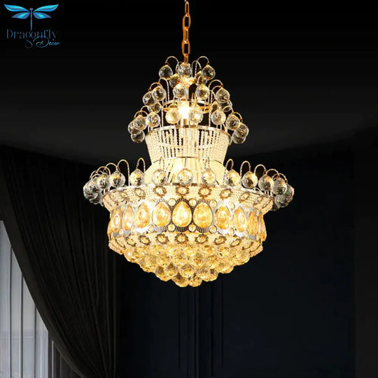 Creel Clear Crystal Stands And Balls Pendant Mid - Century 10 Bulbs Dinning Room Chandelier Lamp