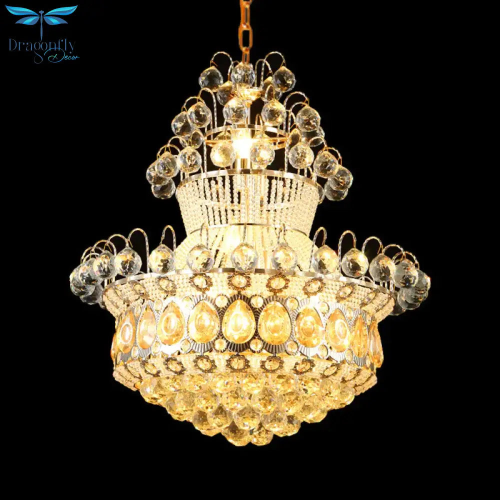 Creel Clear Crystal Stands And Balls Pendant Mid - Century 10 Bulbs Dinning Room Chandelier Lamp