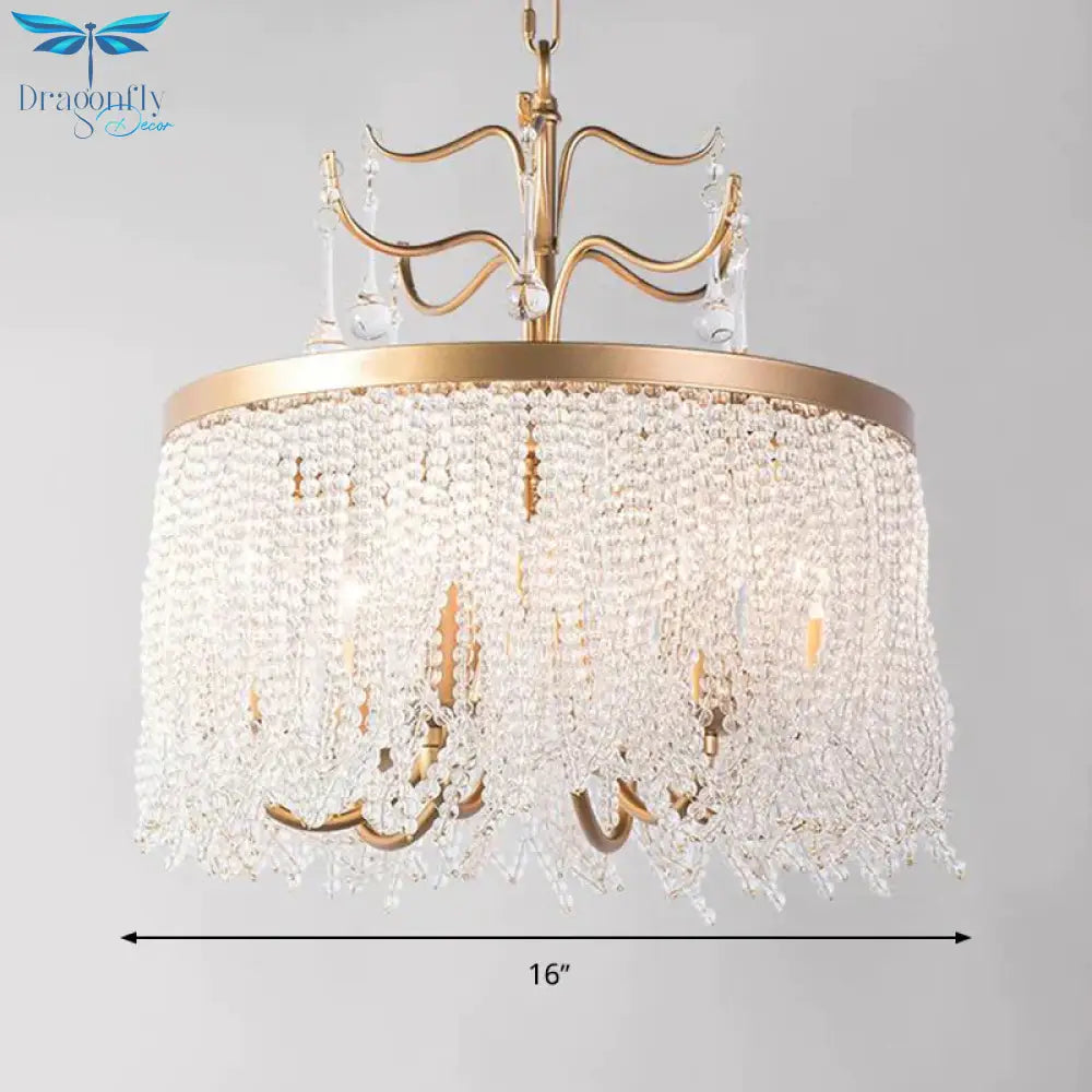 Crystal Beaded Ceiling Chandelier Countryside 6/8 Lights Living Room Suspension Pendant Light In
