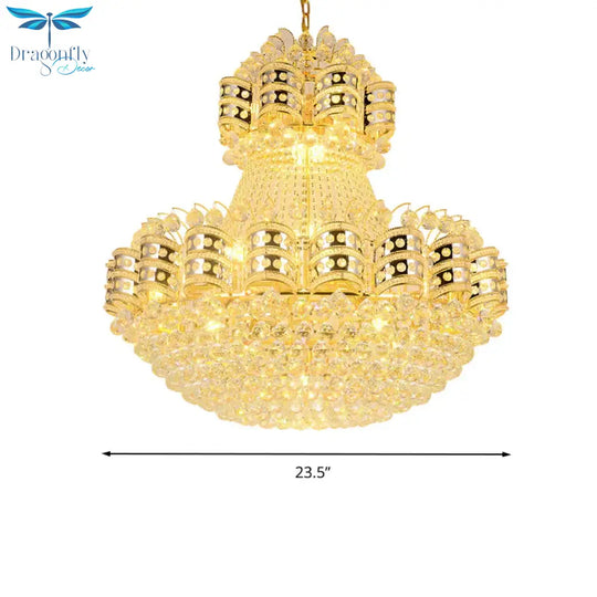 Crystal Domed Chandelier Lighting Tradition 9 Bulbs Gold Pendant Light Fixture With Adjustable