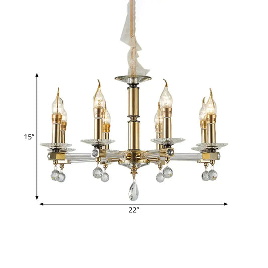 Crystal Draping Gold Chandelier Lighting Candlestick 8 Heads Traditional Drop Pendant