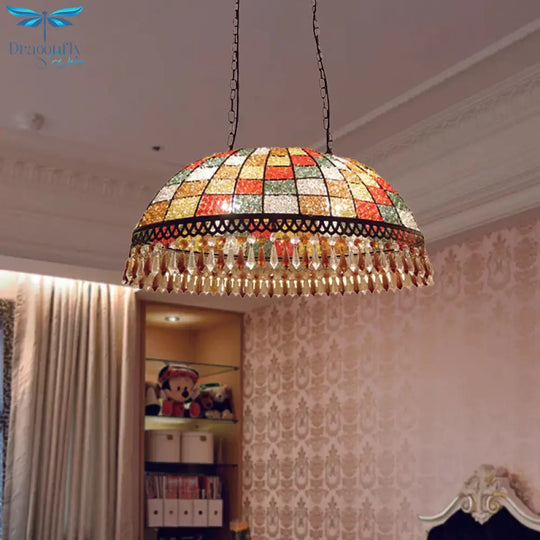 Crystal Drop Ceiling Suspension 2 Heads Lamp Black