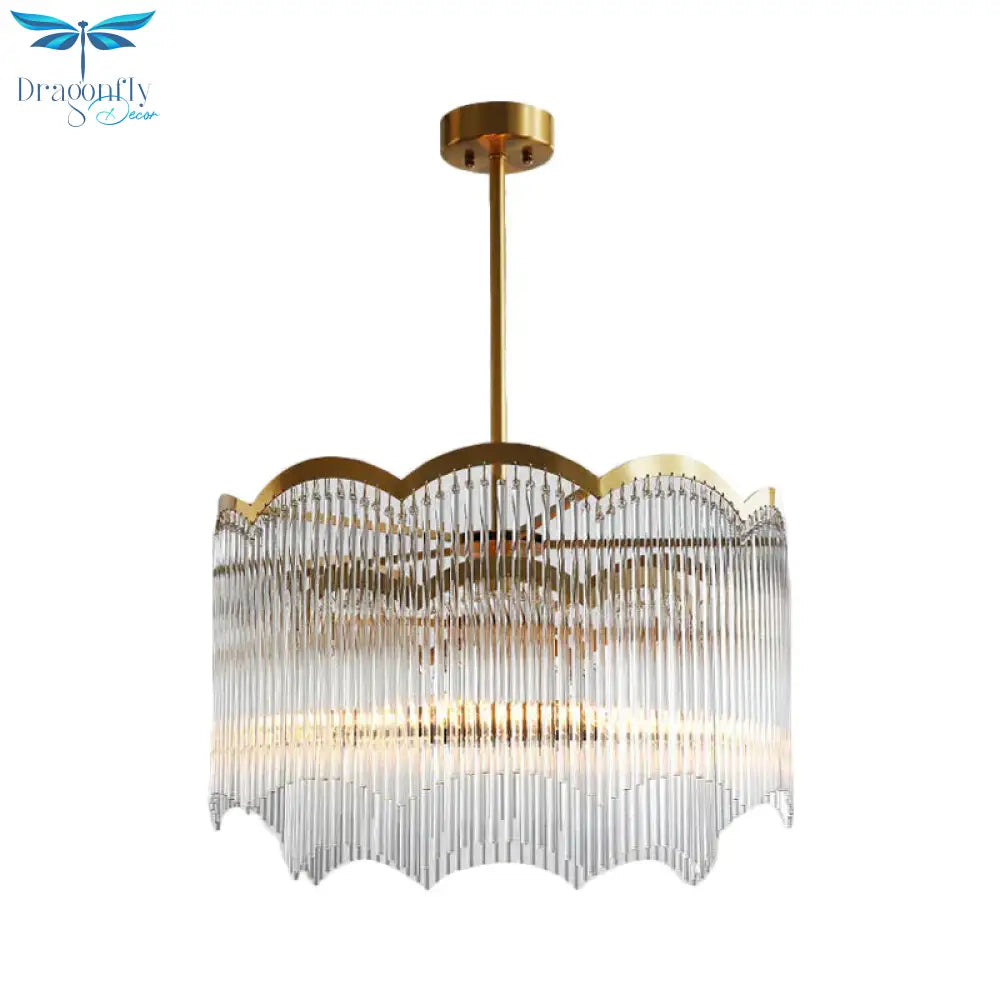 Crystal Gold Hanging Chandelier Round 6/9 Lights Traditional Ceiling Down Lighting Pendant For