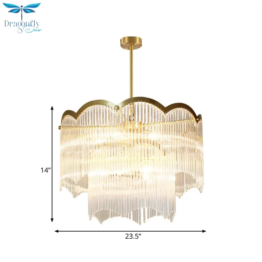 Crystal Gold Hanging Chandelier Round 6/9 Lights Traditional Ceiling Down Lighting Pendant For