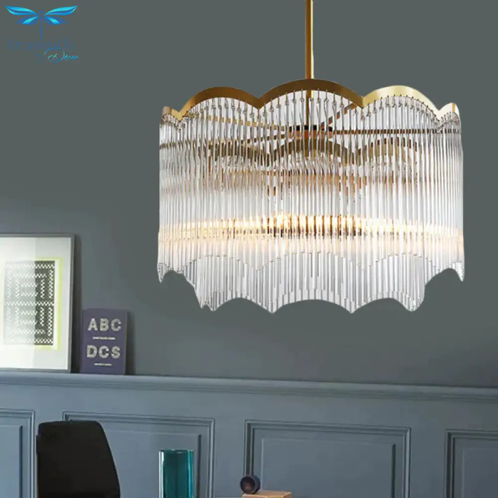 Crystal Gold Hanging Chandelier Round 6/9 Lights Traditional Ceiling Down Lighting Pendant For