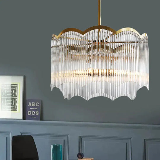 Crystal Gold Hanging Chandelier Round 6/9 Lights Traditional Ceiling Down Lighting Pendant For