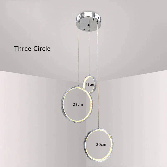 Crystal Rings Led Pendant Light Fixture For Indoor Lamp Lamparas De Techo Surface Mounting Bedroom