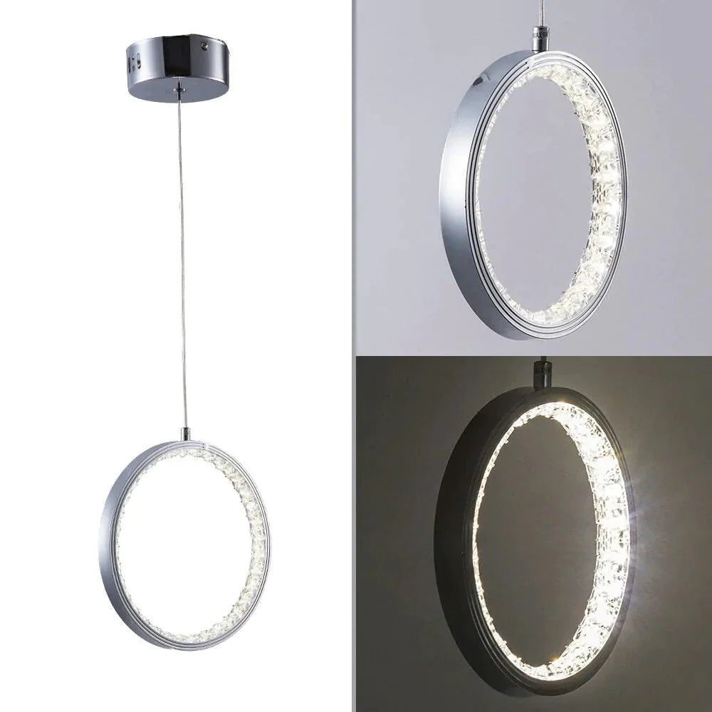 Crystal Rings Led Pendant Light Fixture For Indoor Lamp Lamparas De Techo Surface Mounting Bedroom