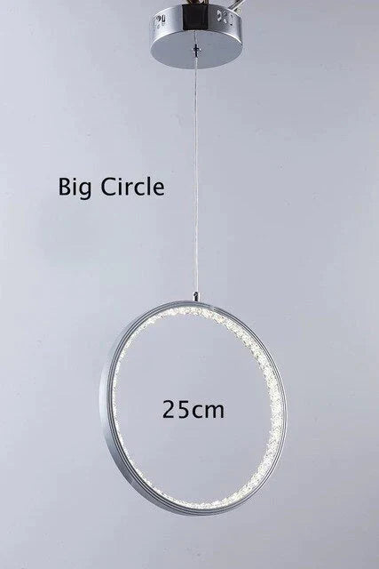 Crystal Rings Led Pendant Light Fixture For Indoor Lamp Lamparas De Techo Surface Mounting Bedroom
