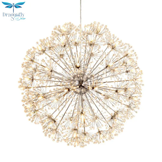 Crystal Sputnik Chandelier Pendant Light Simple 24/32 Lights Ceiling Lamp In Silver