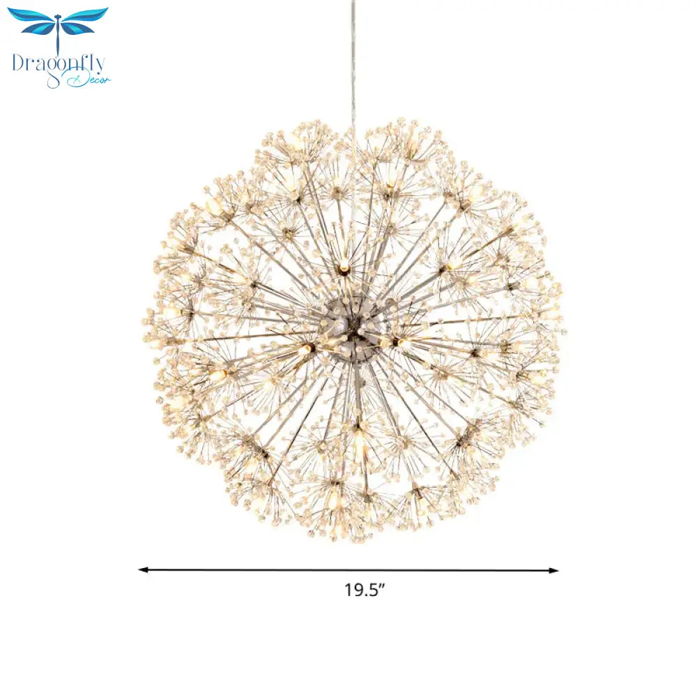 Crystal Sputnik Chandelier Pendant Light Simple 24/32 Lights Ceiling Lamp In Silver