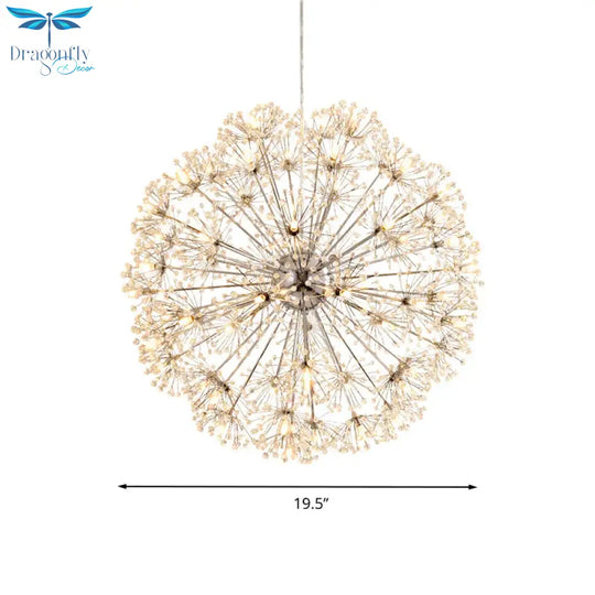 Crystal Sputnik Chandelier Pendant Light Simple 24/32 Lights Ceiling Lamp In Silver