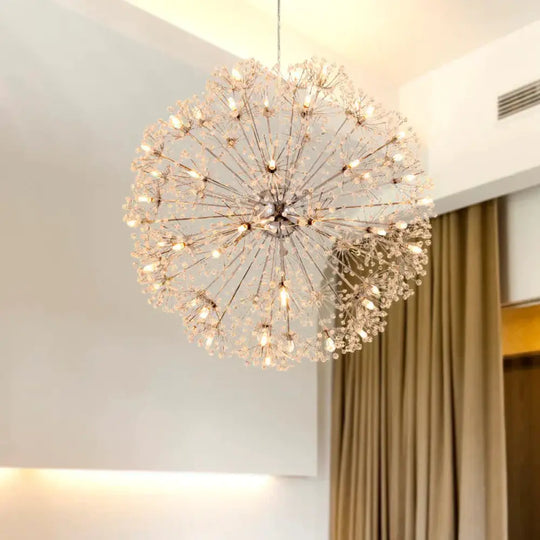 Crystal Sputnik Chandelier Pendant Light Simple 24/32 Lights Ceiling Lamp In Silver 24 /