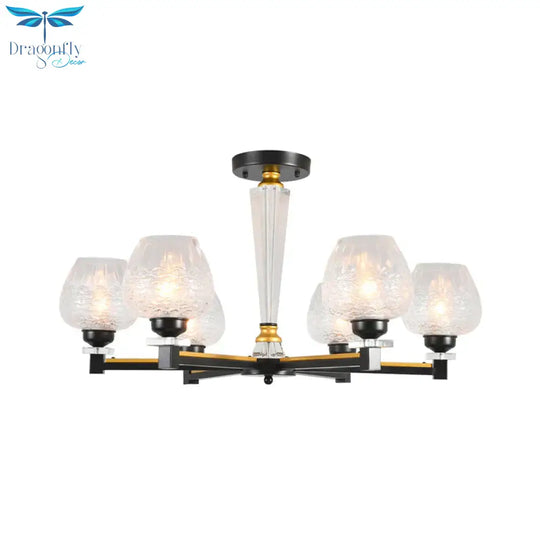 Cup Shape Living Room Pendant Lamp Traditional Crystal 3/6 Lights Black Chandelier Light Fixture