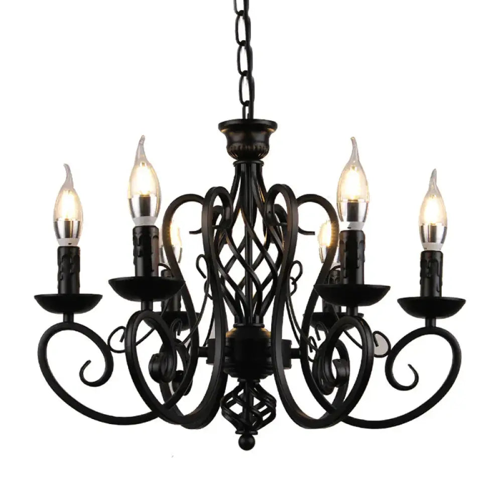 Curly Armed Metal Chandelier Lighting Traditional 3/5/6 Bulbs Living Room Ceiling Pendant Lamp In