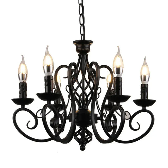 Curly Armed Metal Chandelier Lighting Traditional 3/5/6 Bulbs Living Room Ceiling Pendant Lamp In