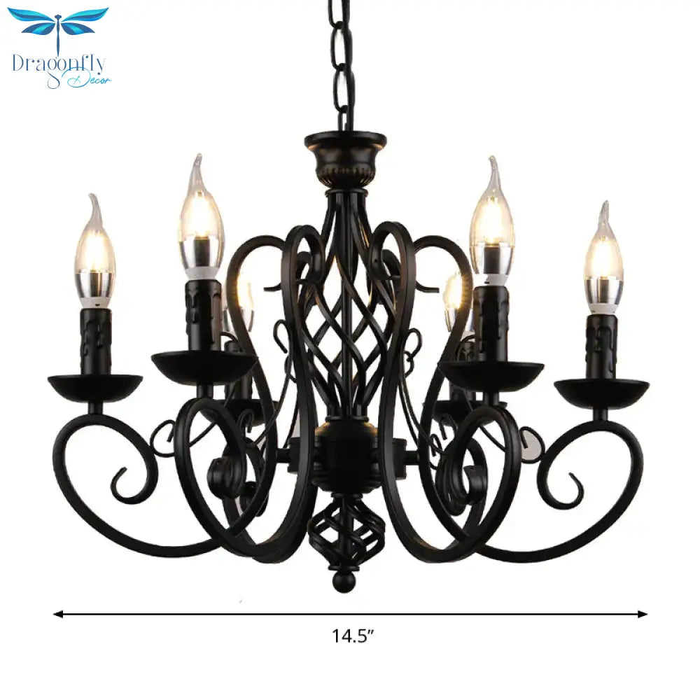 Curly Armed Metal Chandelier Lighting Traditional 3/5/6 Bulbs Living Room Ceiling Pendant Lamp In