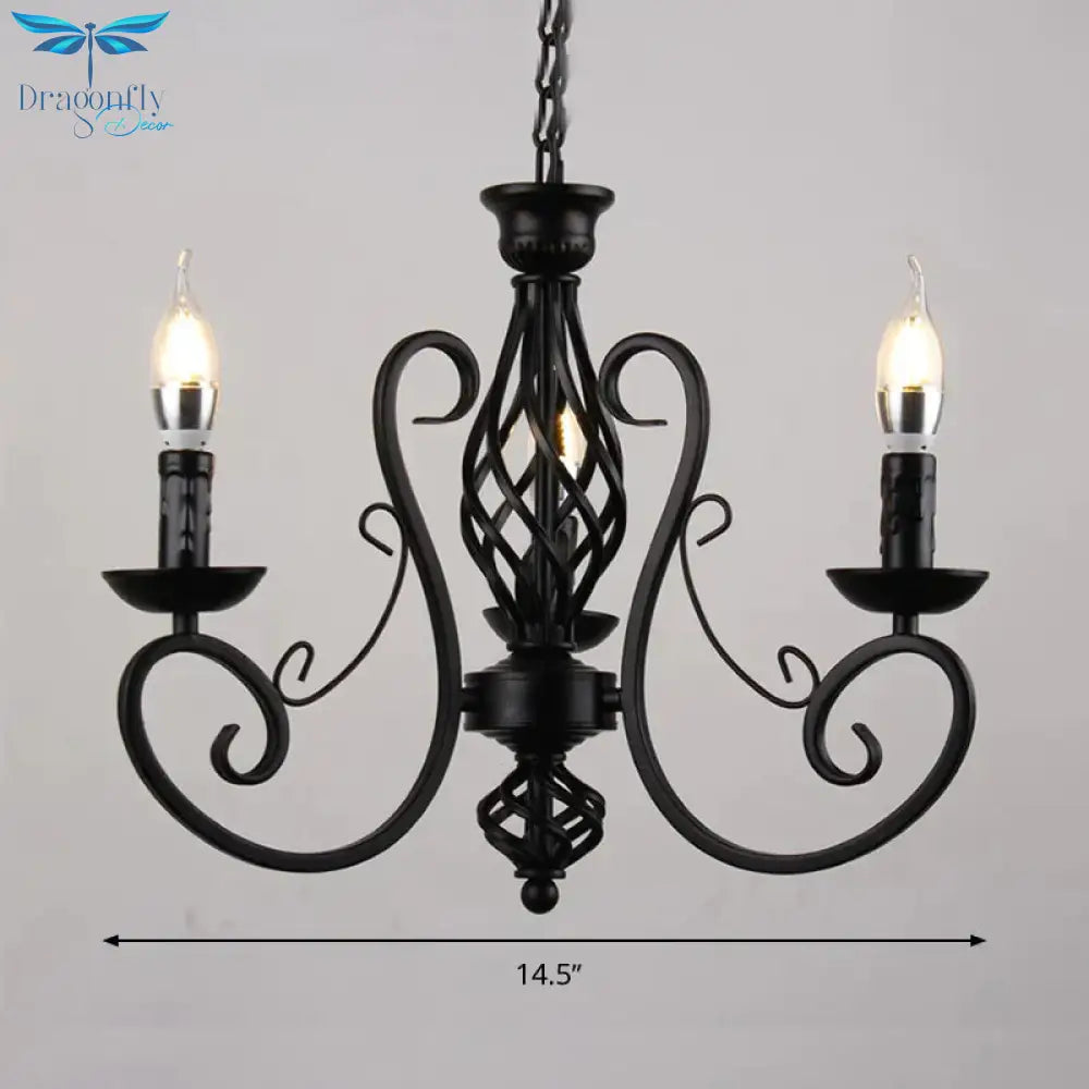 Curly Armed Metal Chandelier Lighting Traditional 3/5/6 Bulbs Living Room Ceiling Pendant Lamp In