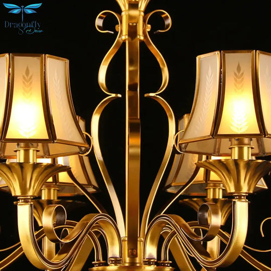 Curved Arm Metal Ceiling Chandelier Colonialism 3/5/6 Heads Living Room Suspension Lamp In Gold