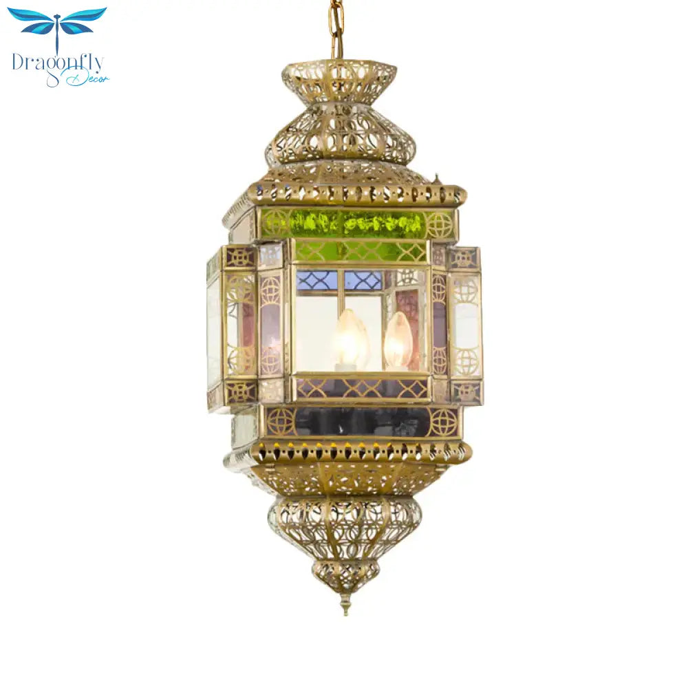 Cutout Restaurant Pendant Chandelier Arab Metal 3 Lights Brass Hanging Light Fixture