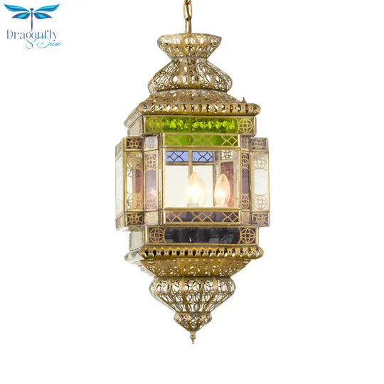 Cutout Restaurant Pendant Chandelier Arab Metal 3 Lights Brass Hanging Light Fixture