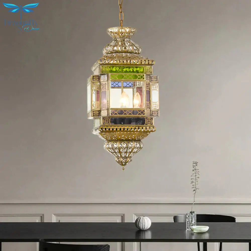 Cutout Restaurant Pendant Chandelier Arab Metal 3 Lights Brass Hanging Light Fixture