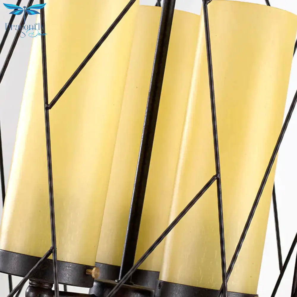 Cylinder Beige Glass Hanging 3 Light Chandelier In Black