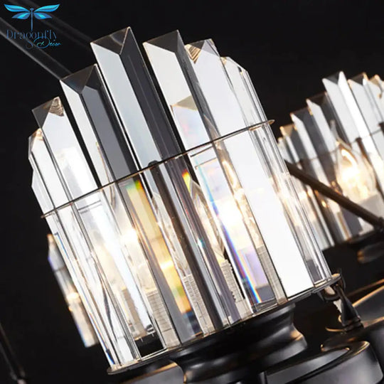 Cylinder Tri - Sided Crystal Rod Drop Lamp Contemporary 6 Heads Bedroom Chandelier Lighting Fixture