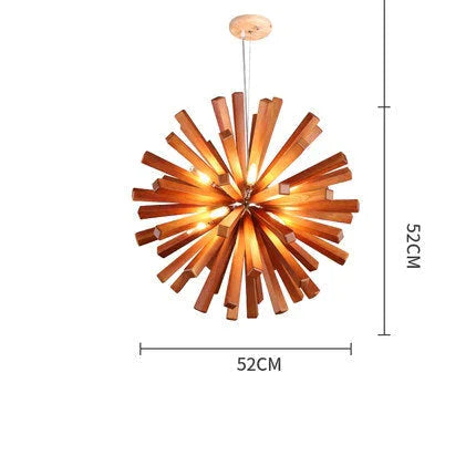 Dandelion Wooden Pendant Lights Hanging Solid Wood Lamps Dinning Room Restaurant Fixtures Indoor