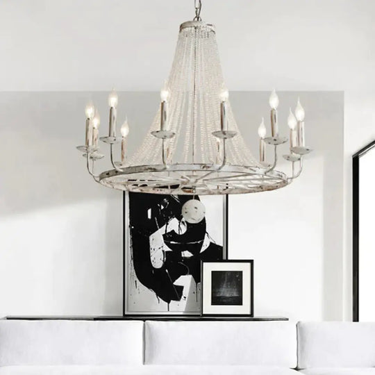 Distressed White Candle Ceiling Chandelier Modernism Crystal 5/6/8 Heads Hanging Light Fixture 12 /