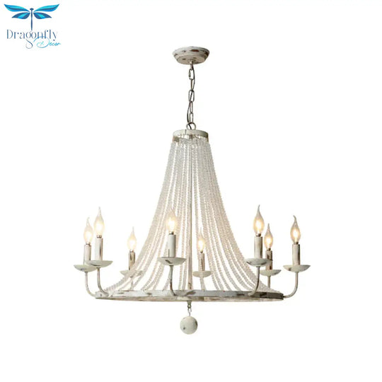 Distressed White Candle Ceiling Chandelier Modernism Crystal 5/6/8 Heads Hanging Light Fixture