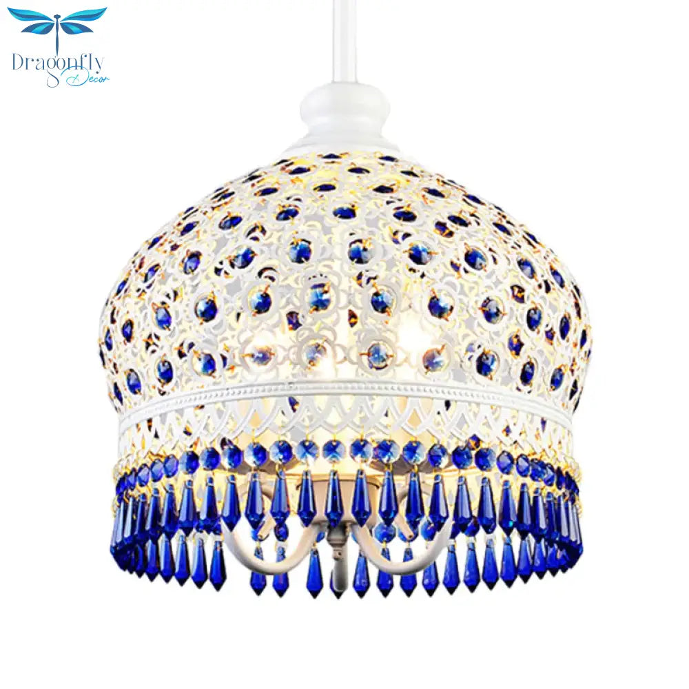 Dome Dining Room Chandelier Lamp Bohemian Metal 3 Lights White Pendant Lighting Fixture