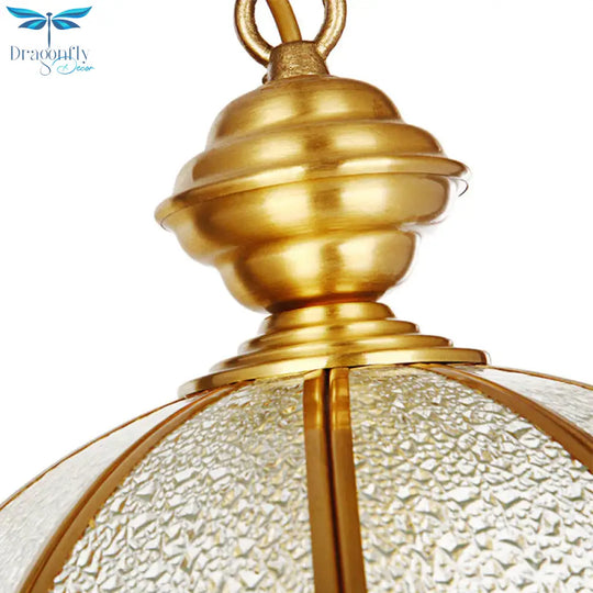 Dome Frosted Glass Hanging Chandelier Retro 6 Heads Brass Ceiling Pendant Light For Dining Room