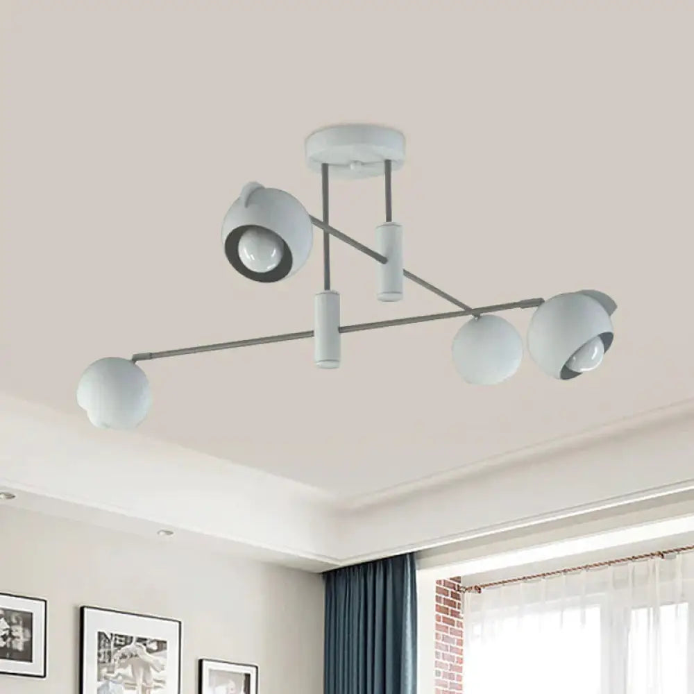 Dome Pendant Lighting Modern Metallic 4/6 Bulbs Living Room Multi Light In White With Disorder