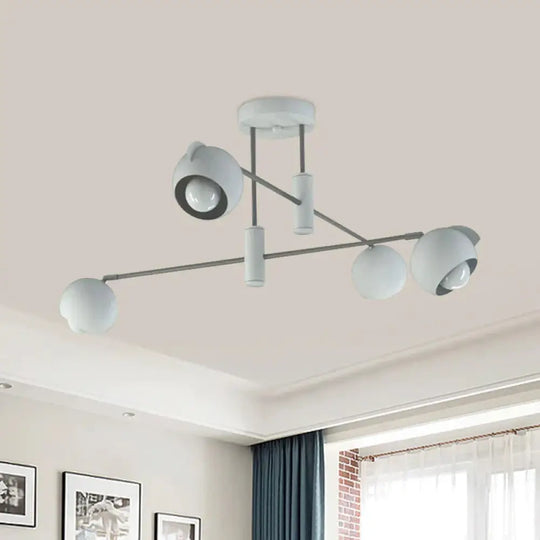 Dome Pendant Lighting Modern Metallic 4/6 Bulbs Living Room Multi Light In White With Disorder